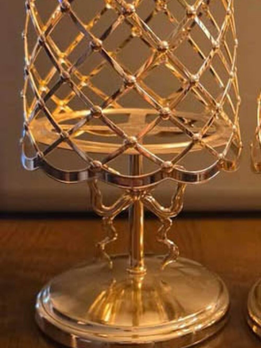 Bath & Body Works Gold coquette Bow Lamp Candle Holder for 3 Wick Candle